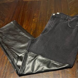 Abercombie & Fitch 90s Straight Ultra High Rise Black Faux Leather Jeans Size 18